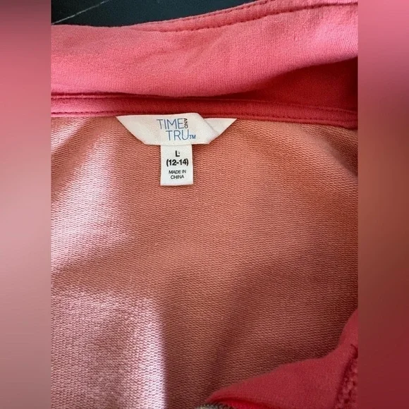 Time and Tru Women's Quarter Zip Sweatshirt Color Block Pink Women’s Size Large - Picture 9 of 11
